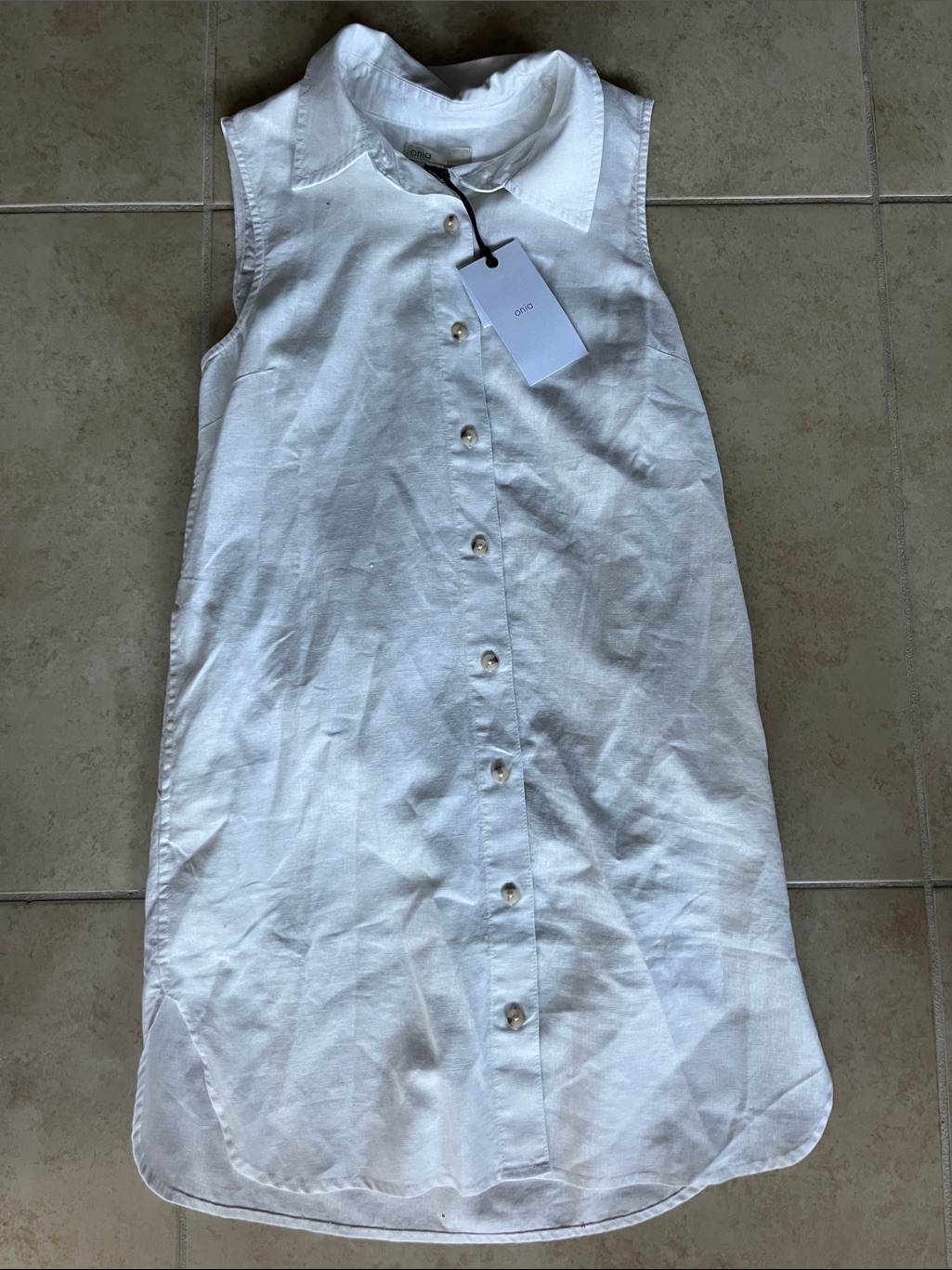 Xs Onia Sleeveless White Button-Front Shirt Dress